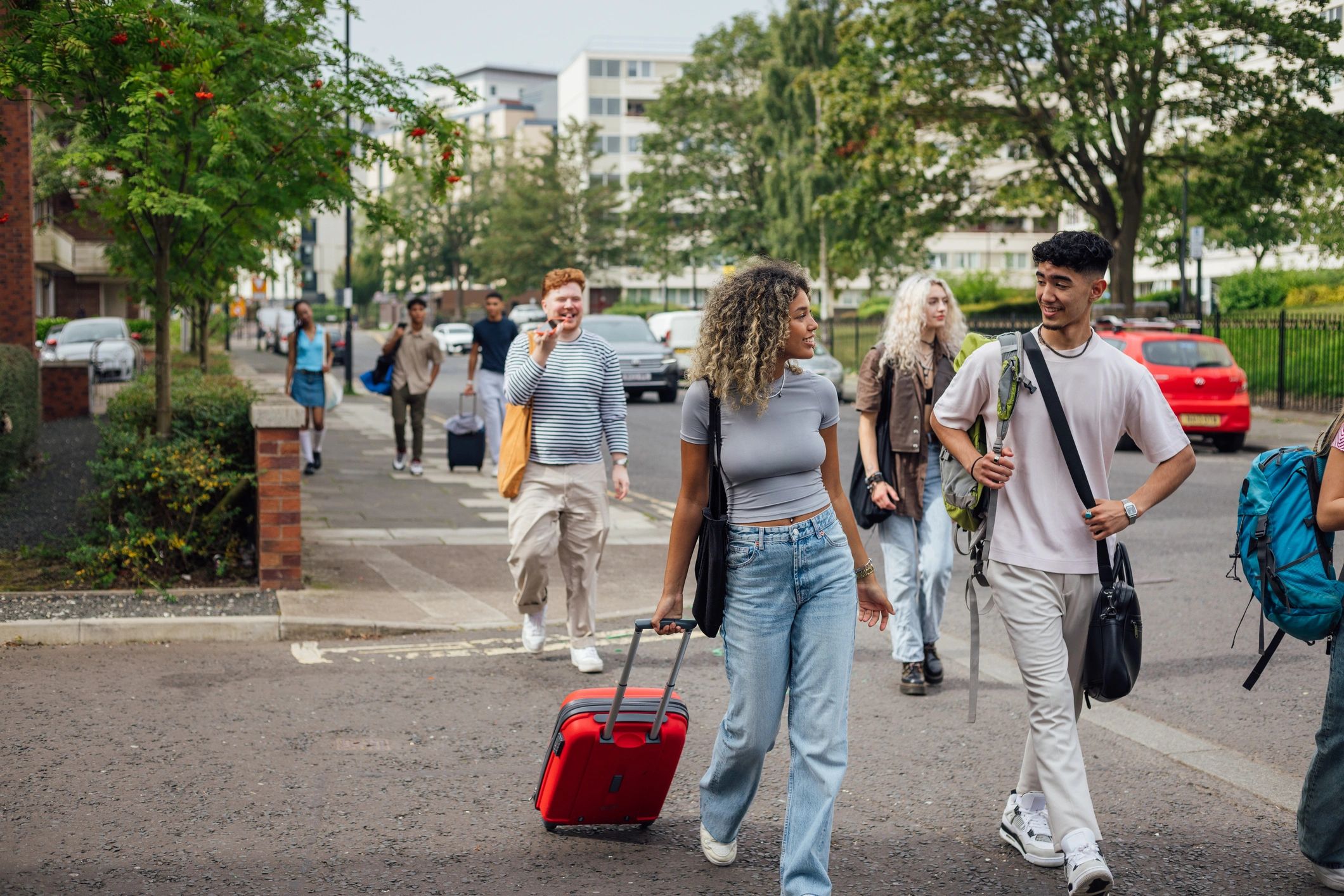 Students arriving for a new university year